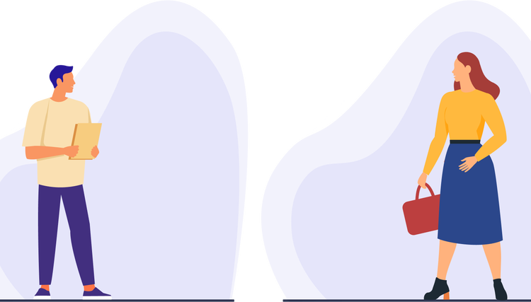 Illustration of a person with a clipboard reminding another person about their meningococcal meningitis vaccine schedule